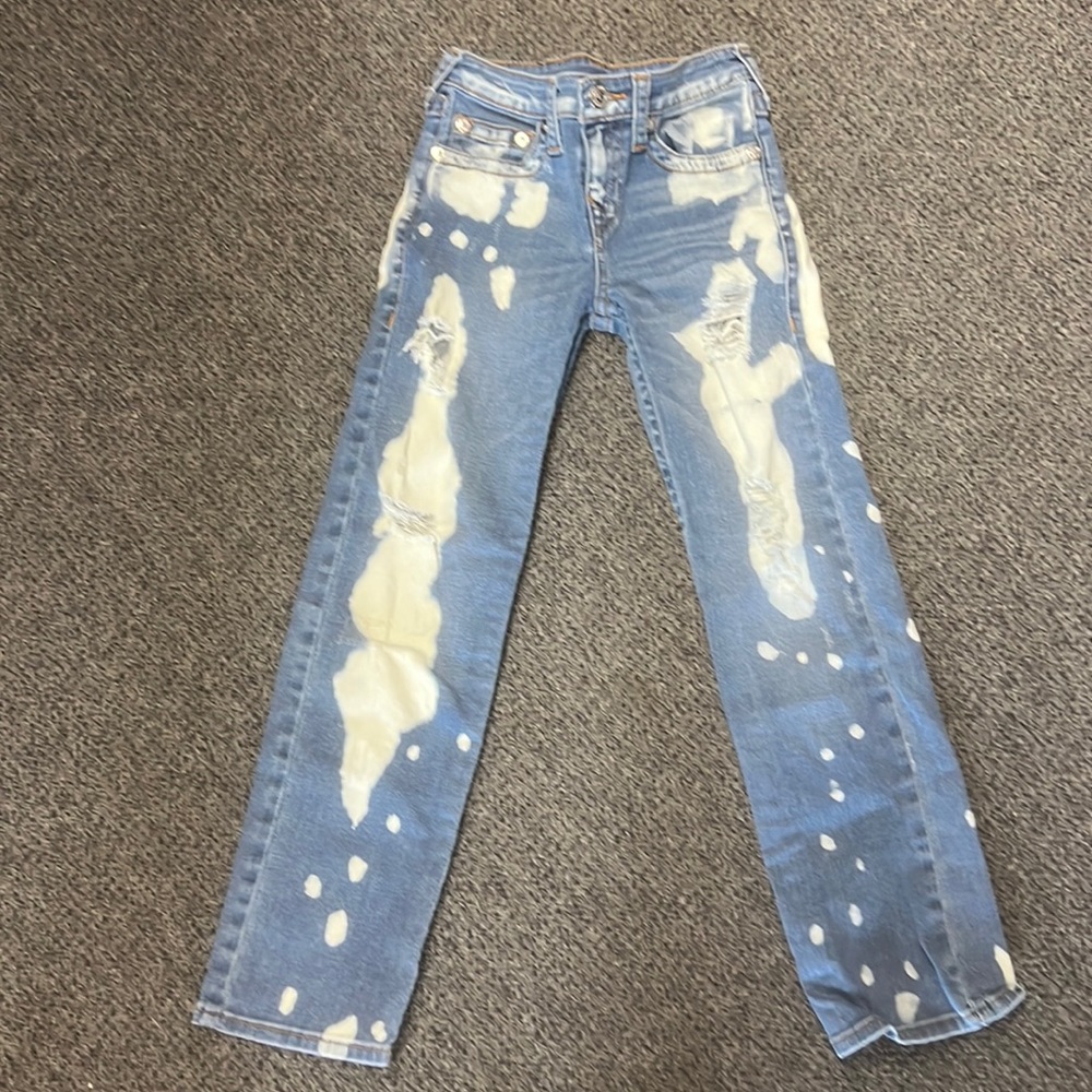 TRUE RELIGION | SE Destructed bleached straight leg jeans